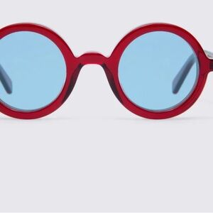 Delarge X Cafe Leandra Red and Blue Round Sunglasses